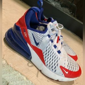 Nike Kids Airmax, red and blue details on white shoe, barely worn, Unisex shoe